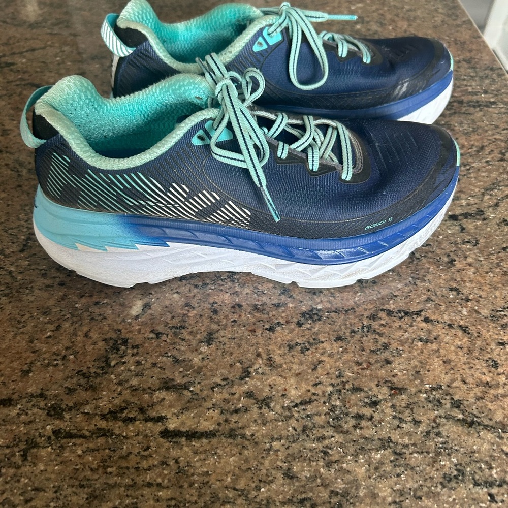 Hoka Blue and Teal Running Shoes